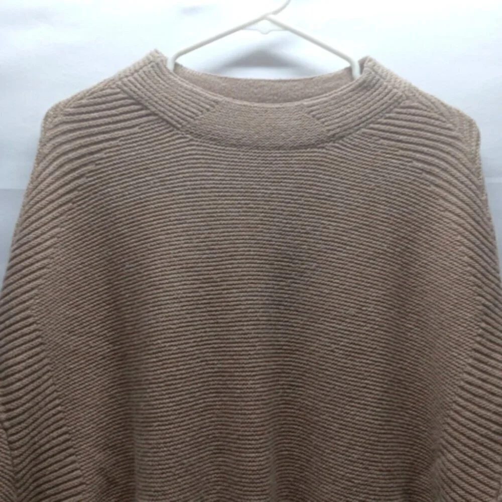 Talbots Ladies Poncho Style‎ Ribbed Camel Pullover Short Sleeve Sweater Medium